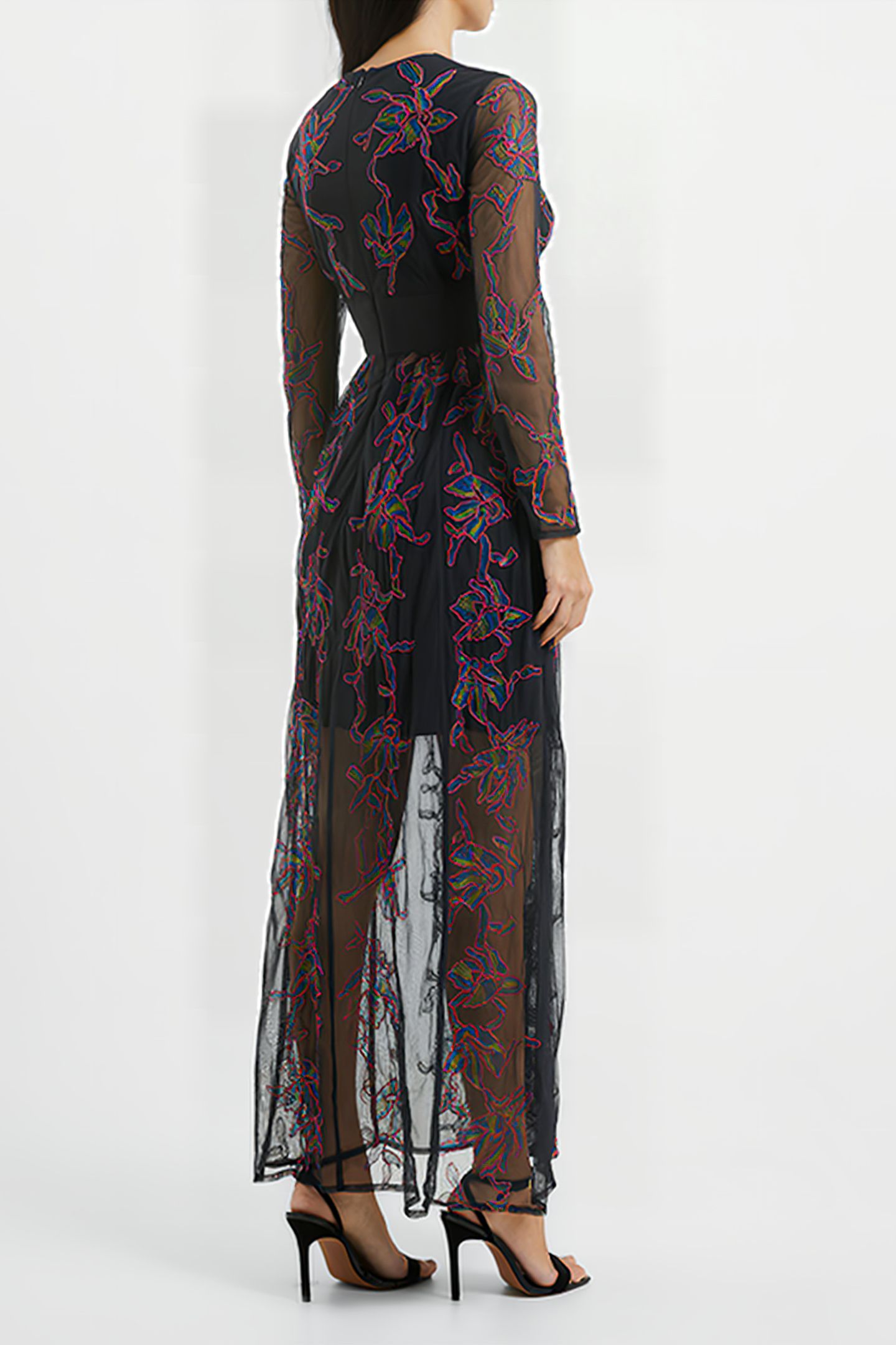 EMILIA EMBROIDERED MXI DRESS BLACK 2