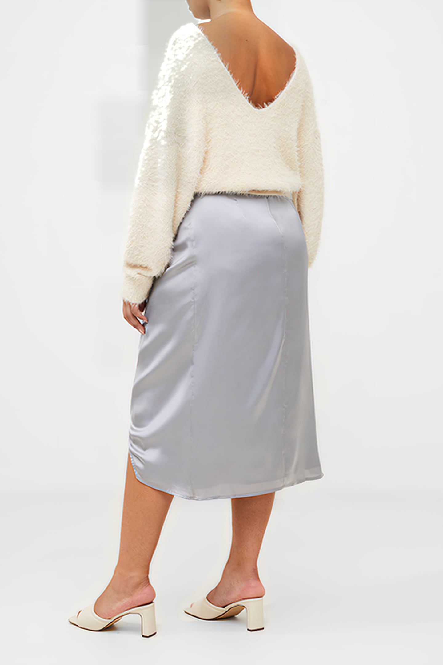 INU SATIN MIDI WRAP SKIRT 4