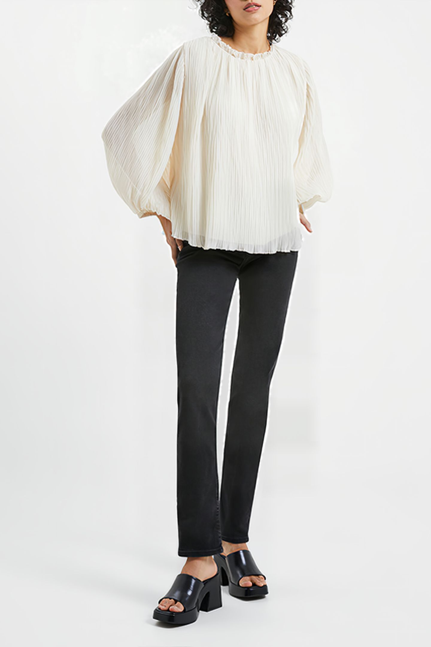 CALLIE LUREX PLEATED TOP BROWN 1