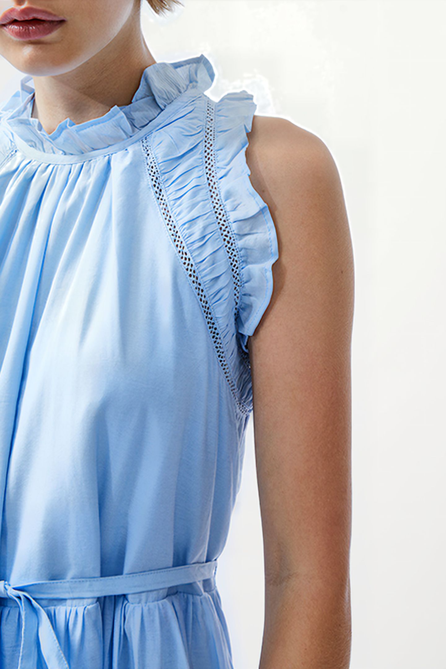 EMILY TIERED FLARED DRESS BLUE 4