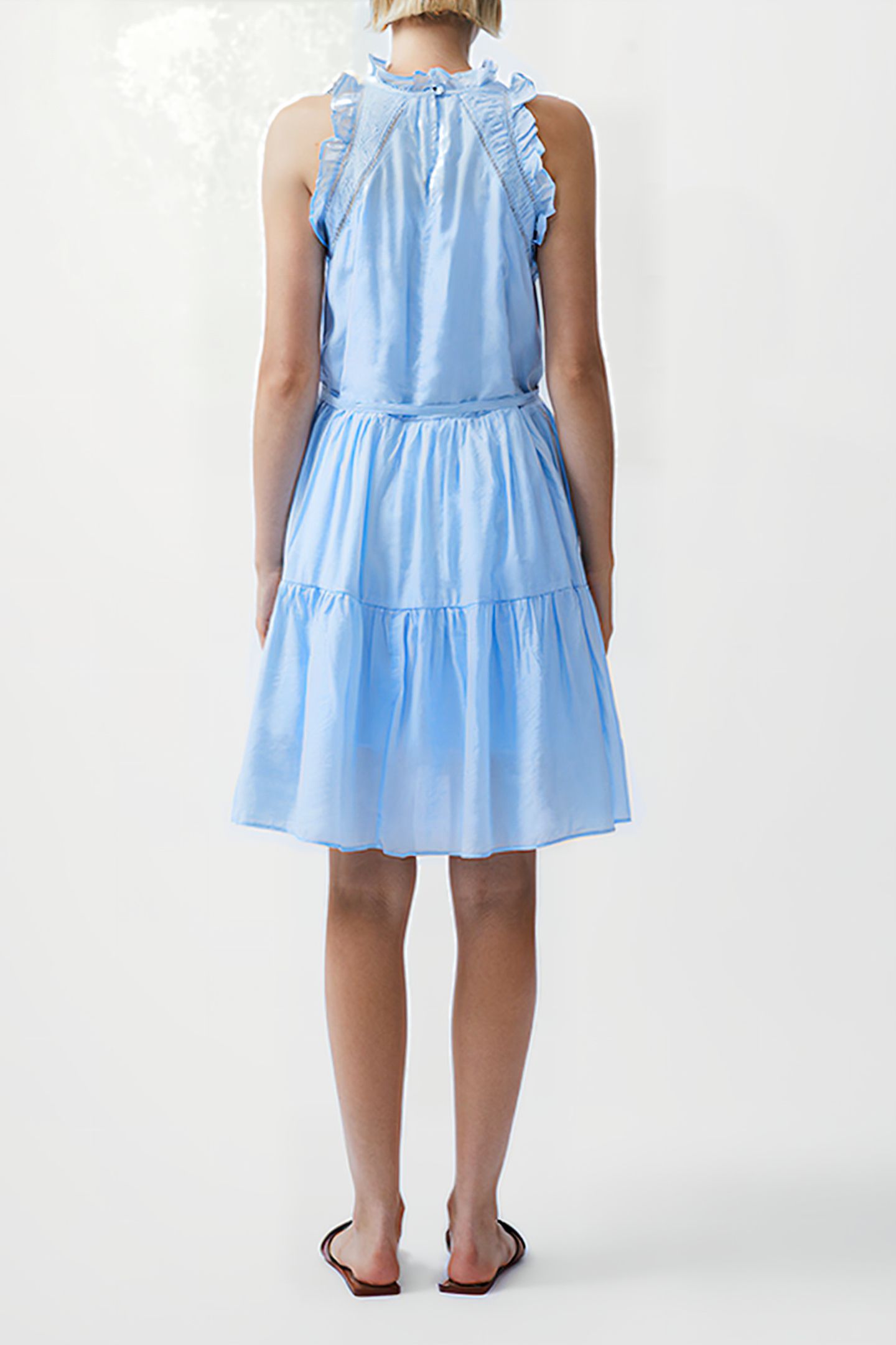 EMILY TIERED FLARED DRESS BLUE 2