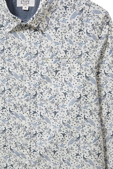 PEACOCK PRINTED SLIM FIT SHIRT NATURAL WHITE 4