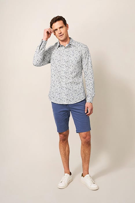 PEACOCK PRINTED SLIM FIT SHIRT NATURAL WHITE 1