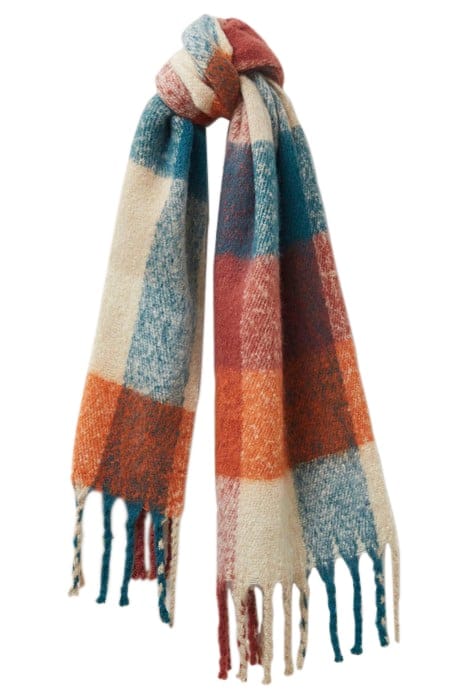 SHELLY BRUSHED CHECK SCARF ORANGE 1