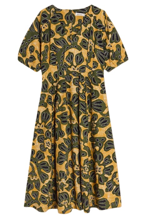 KATE LINEN BLEND DRESS CHARTREUSE PRINT 2