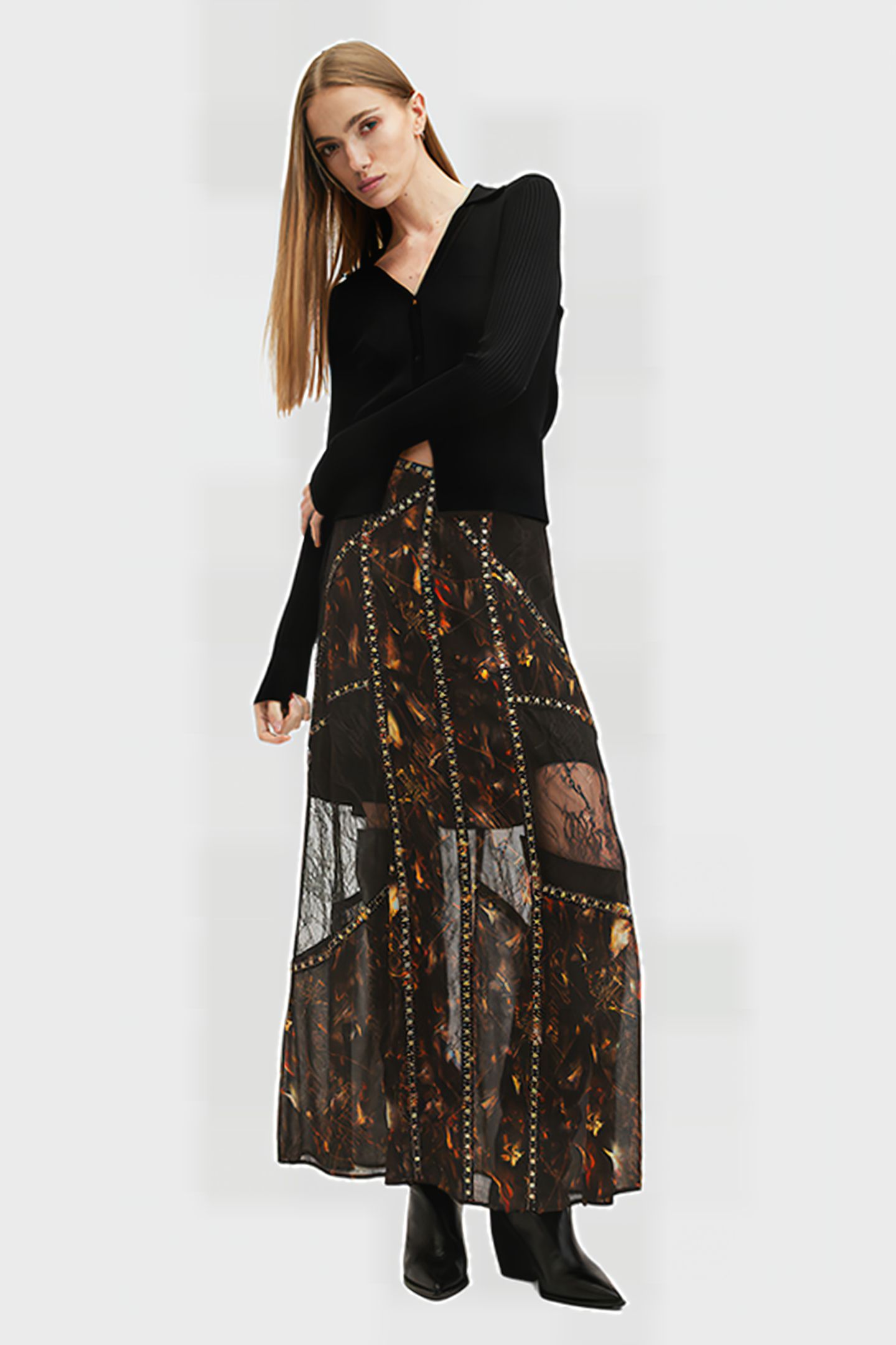 BRYN EMB SKIRT KATERI BLACK 2