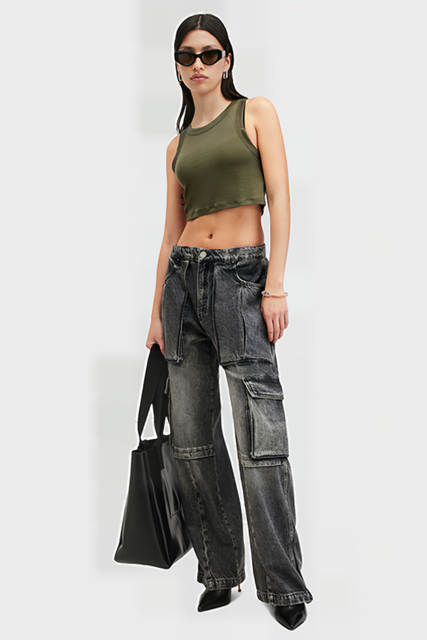 RINA CROPPED TANK TARMAC GREEN 5