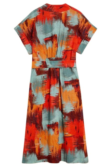 MARIANNE LINEN BLEND DRESS ORANGE PRINT 2
