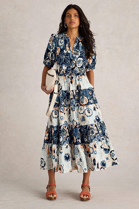 ELLE TIERED DRE BLUE PRINTED 1