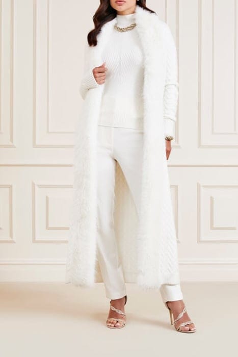 MARCIANO BY GUESS PAULA FAUX FUR LONG PALE COAT PEARL 1