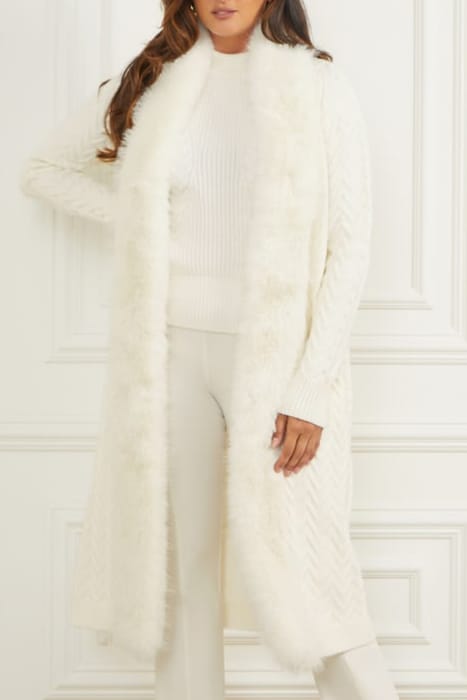 MARCIANO BY GUESS PAULA FAUX FUR LONG PALE COAT PEARL 4