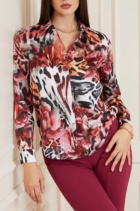 MARCIANO BY GUESS THE ICON BLOUSE PRINT LEOPARD ROSE BUTTON- 6