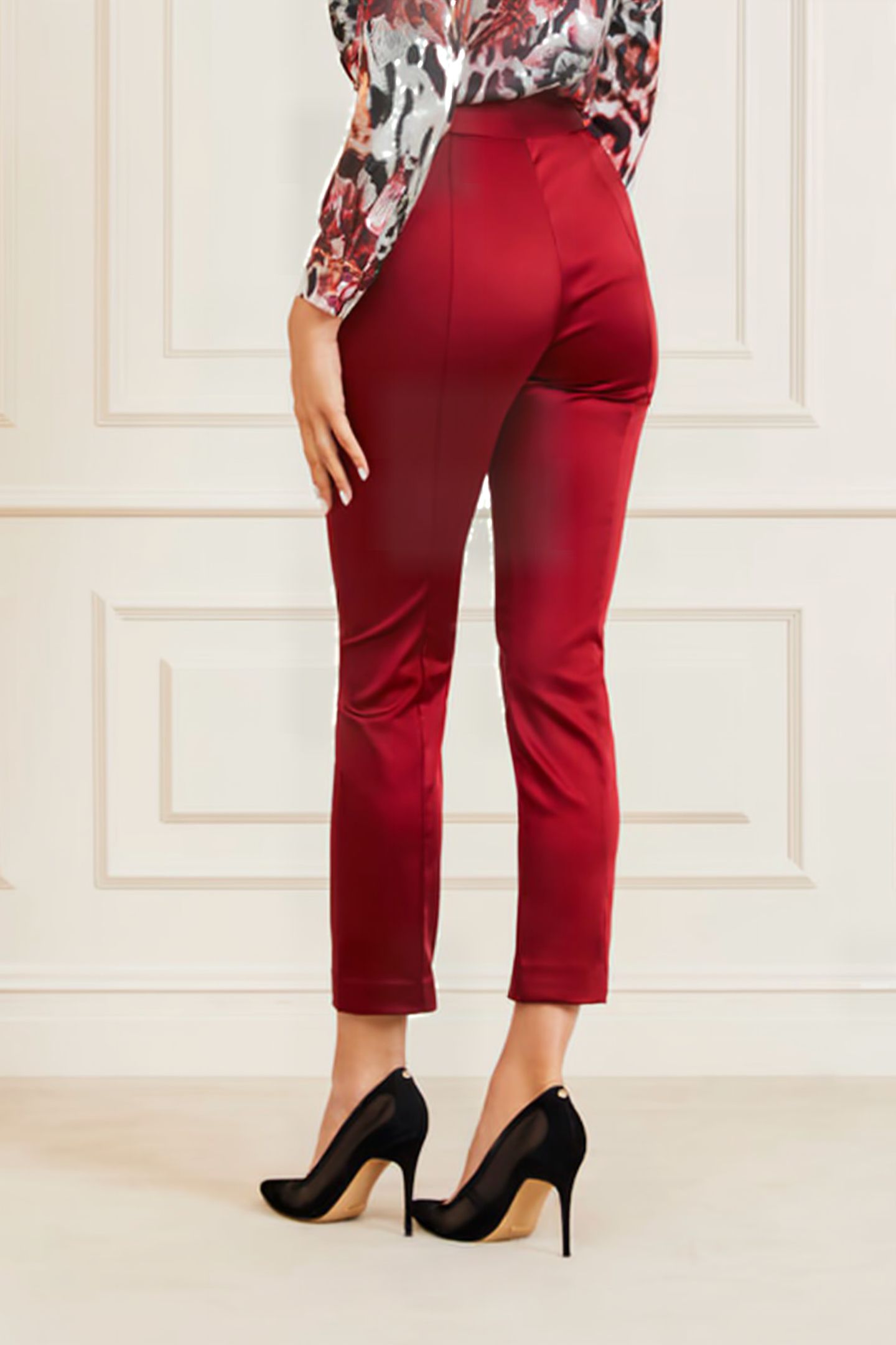 MARCIANO BY GUESS ROXANNE PANT LACQUER RED STRAIGHT 2