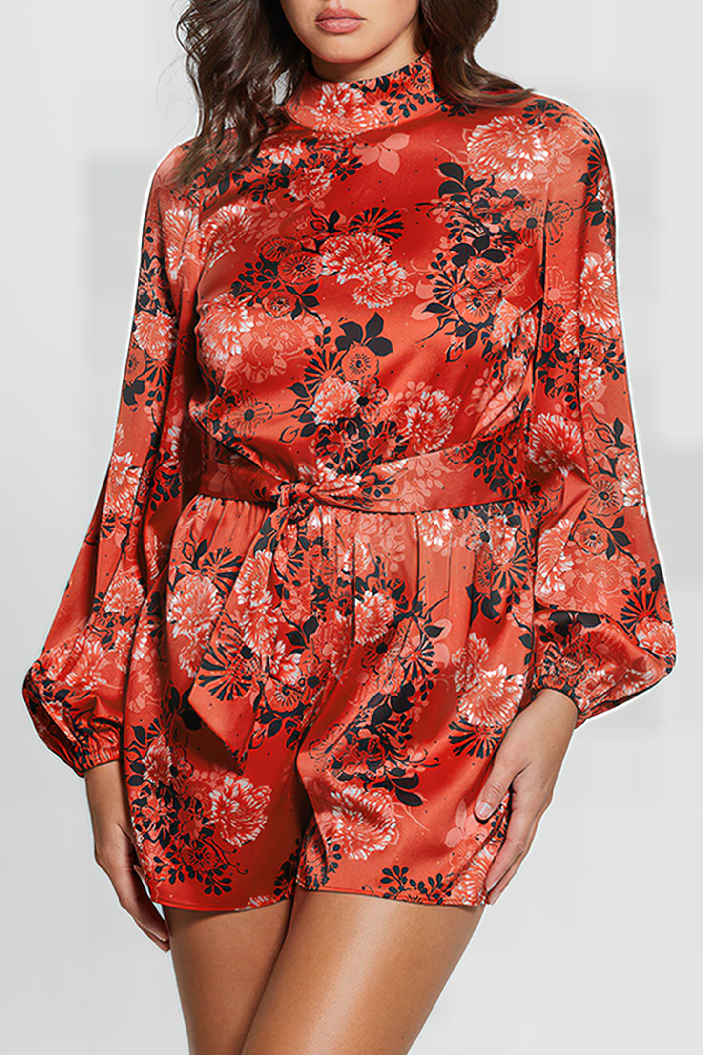 GUESS ECO LS JESSICA MOCK NK ROMPER CALL ME CHERRY PRINT 1