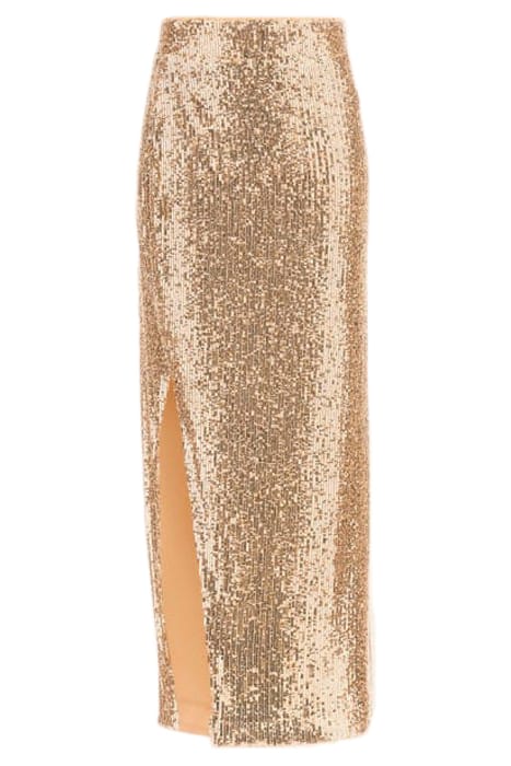 MARCIANO BY GUESS SPARKLE THE DARK FANTASY GOLD MAXI SKIRT S 4