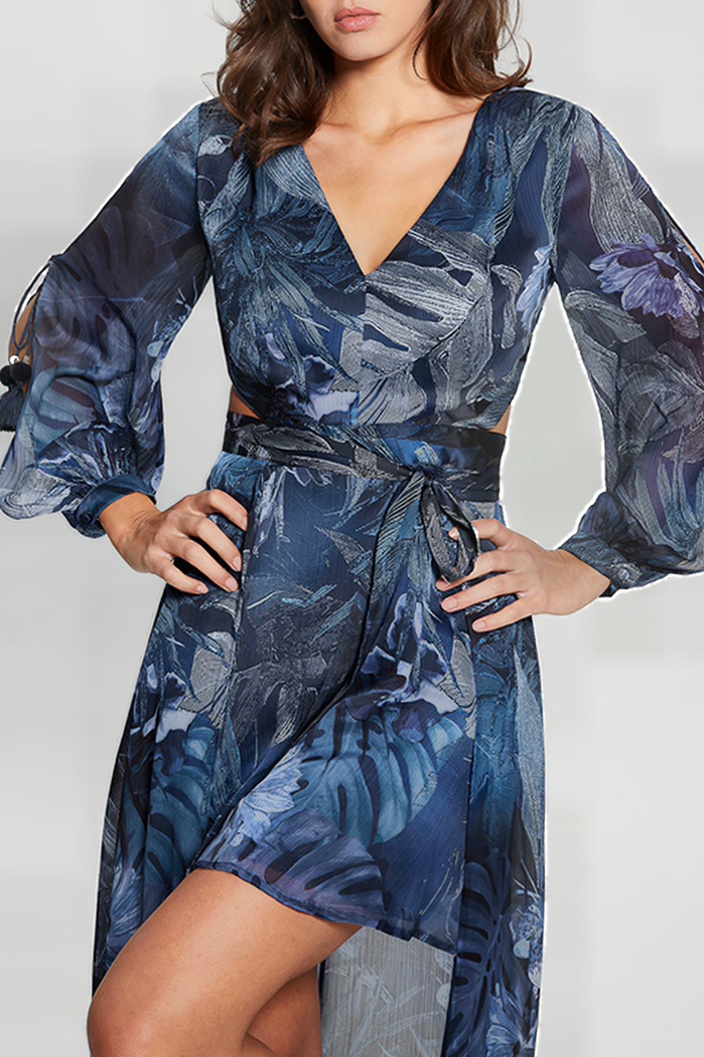 GUESS ECO LS FARRAH DRESS ETCHED TROPICAL PRIN 6