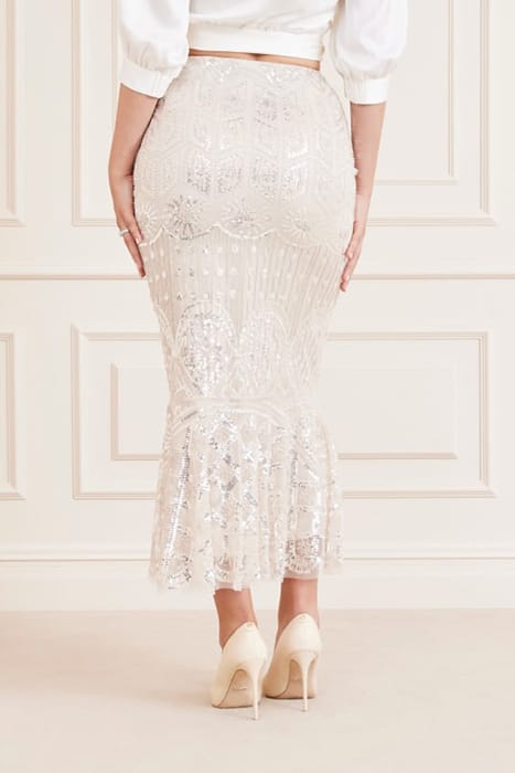 MARCIANO BY GUESS CRYSTAEMBROIDERED CRYSTAL BUFFY MINI SKIRT 2