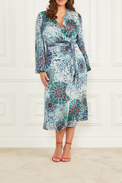 MARCIANO BY GUESS MINA WRAP DRESS PRINT BOHO ANIMALLER 5