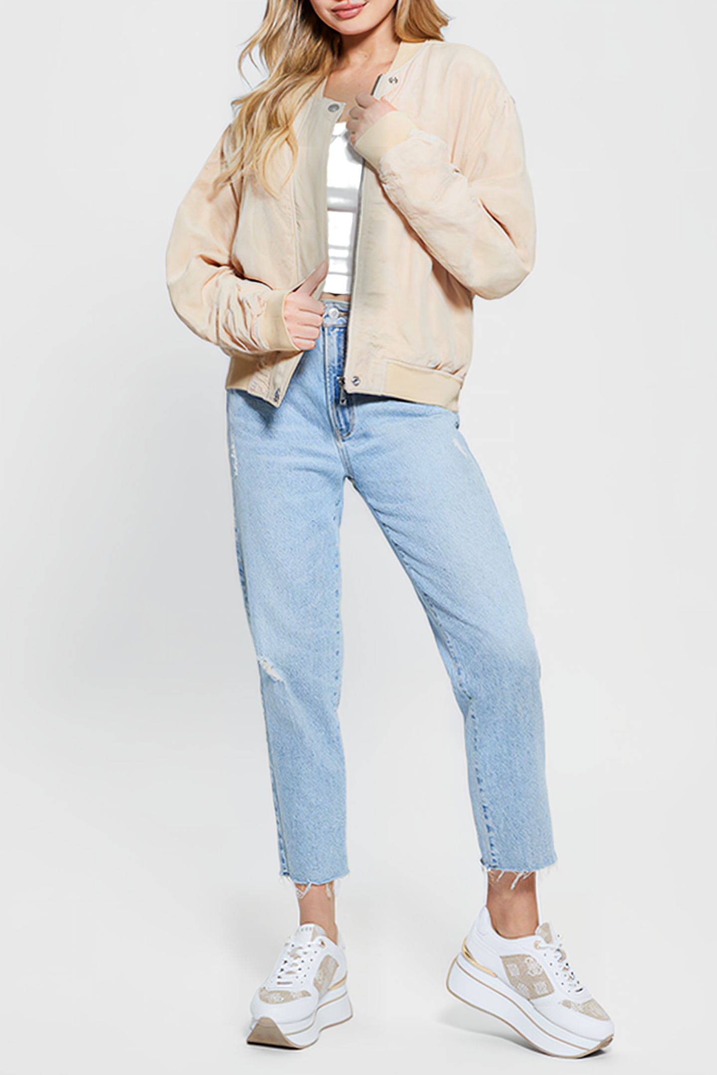 GUESS ECO LS ODESSA FLIGHT JACKET CALM SANDS MULTI 3