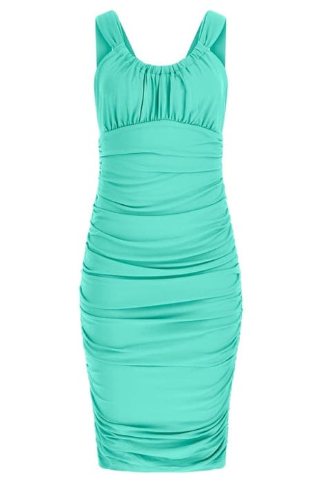 MARCIANO BY GUESS MARA GATHERED DRESS POMPOM GREEN 4