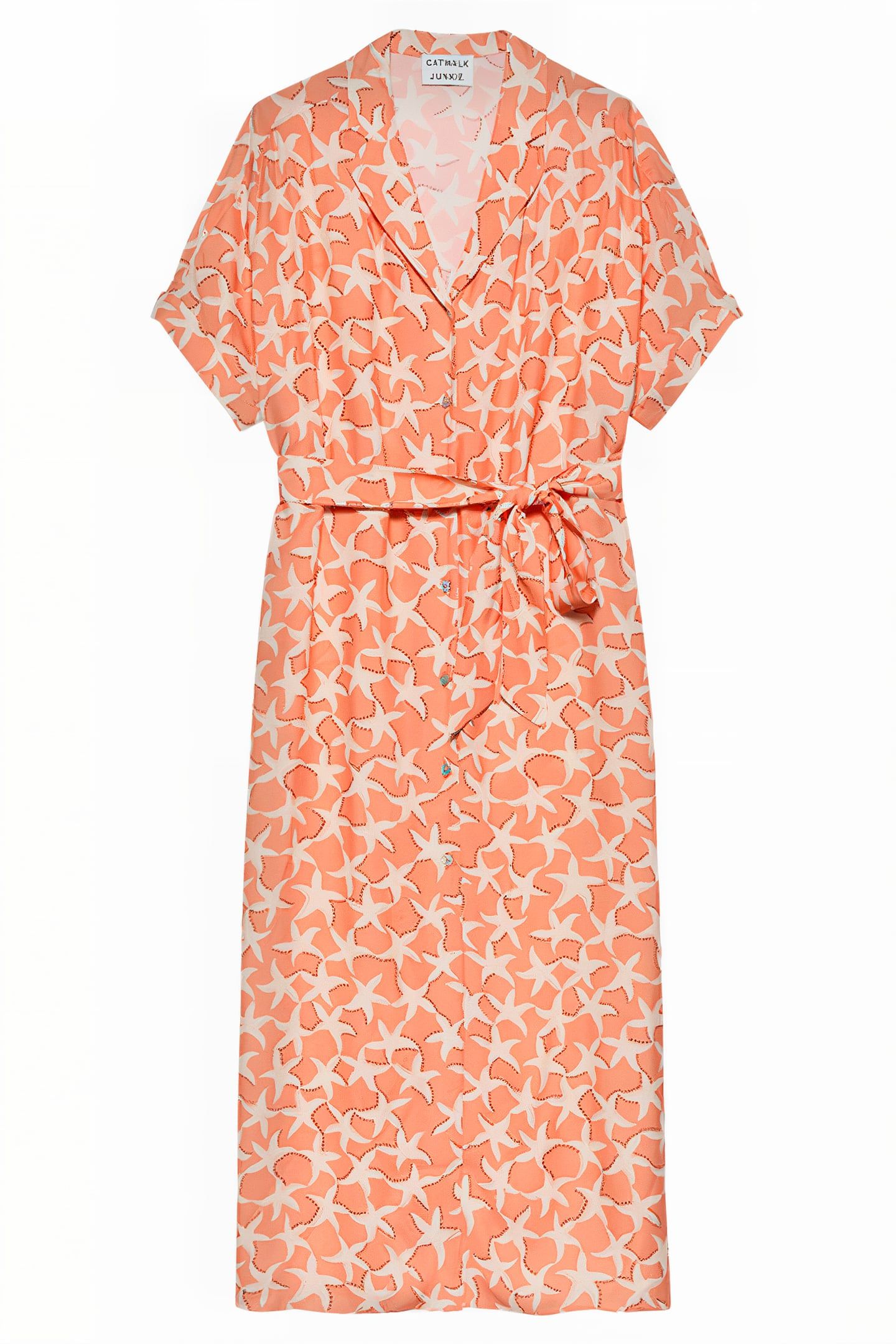 RESORT COLLAR BLOUSE DRESS PAPAYA 1