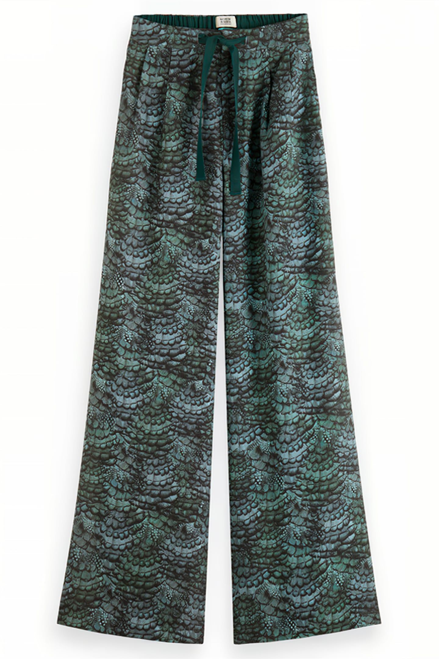 ELENI - HIGH RISE WIDE LEG PYJAMA PANTS FEATHER BOTTLE GREEN 4