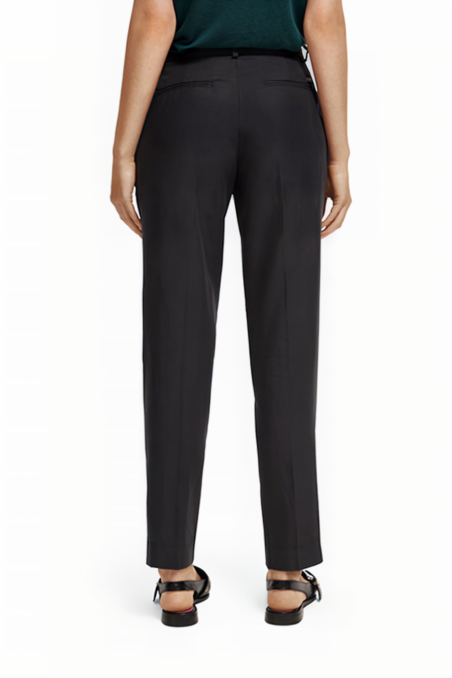 LOWRY - MID RISE SLIM LEG DRAPEY PANTS CHARCOAL 2