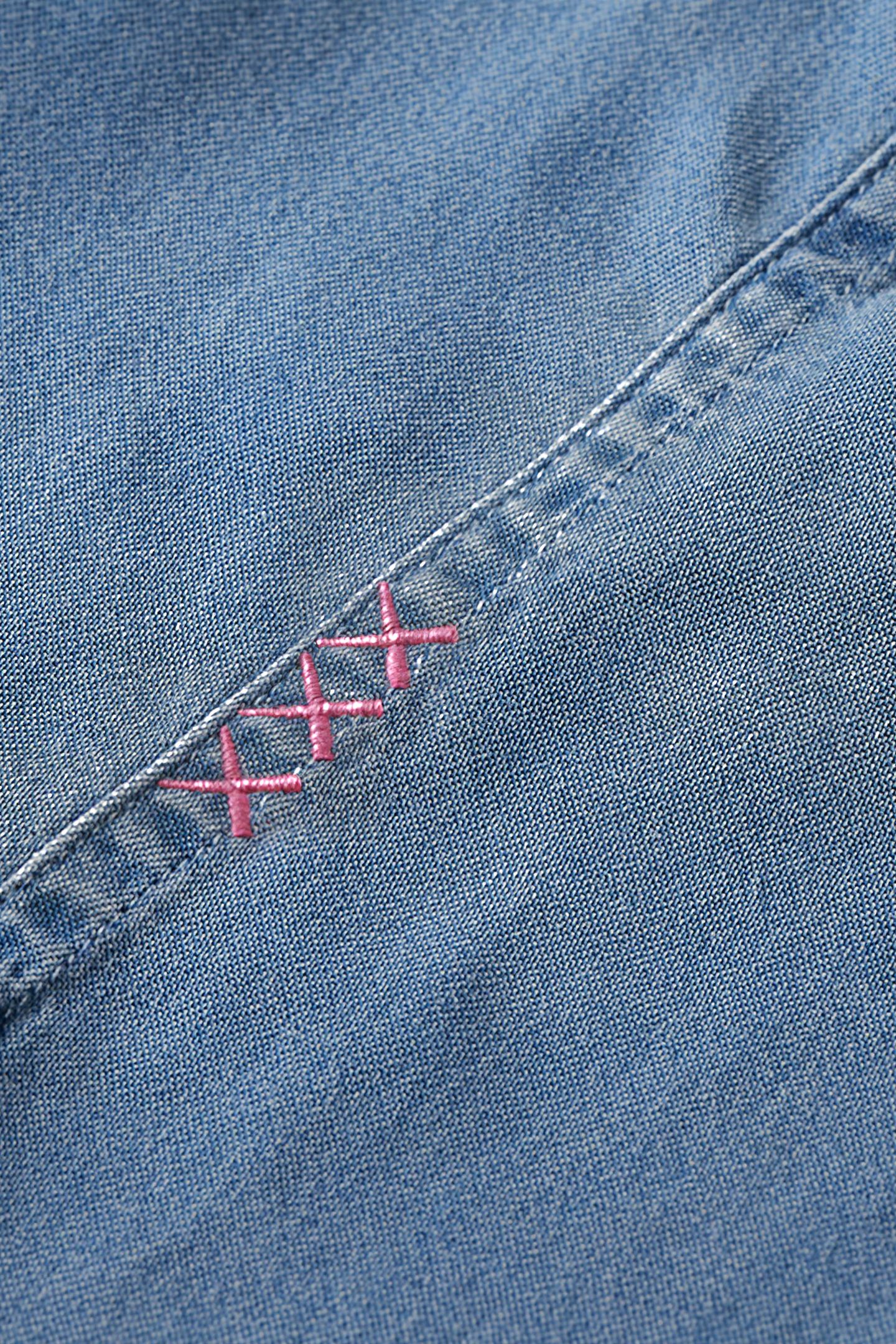 LACE UP DENIM WASHED INDIGO TENCEL SHIRT INDIGO 6