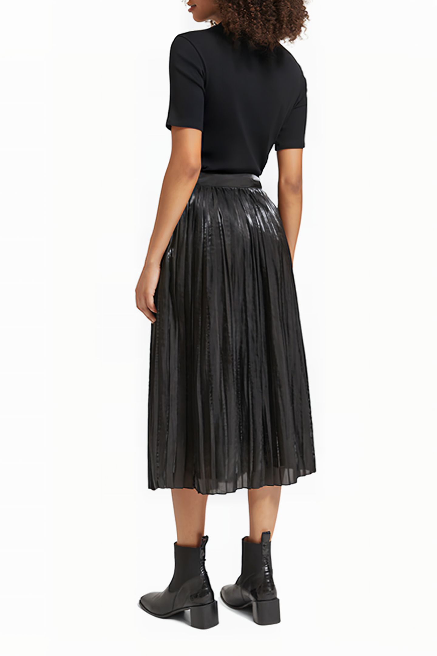 PLEATED HIGH RISE MAXI SKIRT EVENING BLACK 3