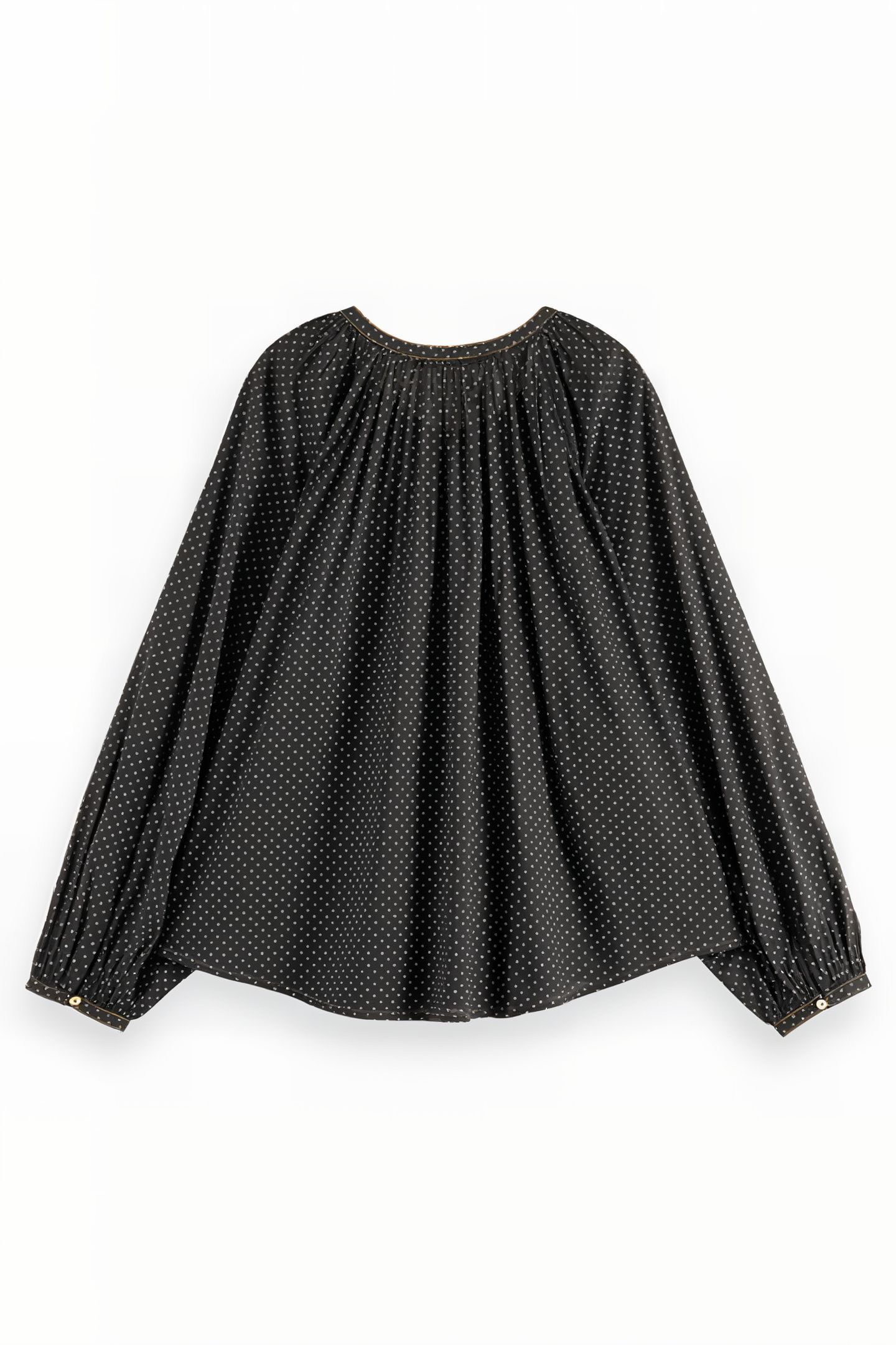 BALLOON SLEEVE EMBROIDERED TOP POLKA EVENING BLACK 5