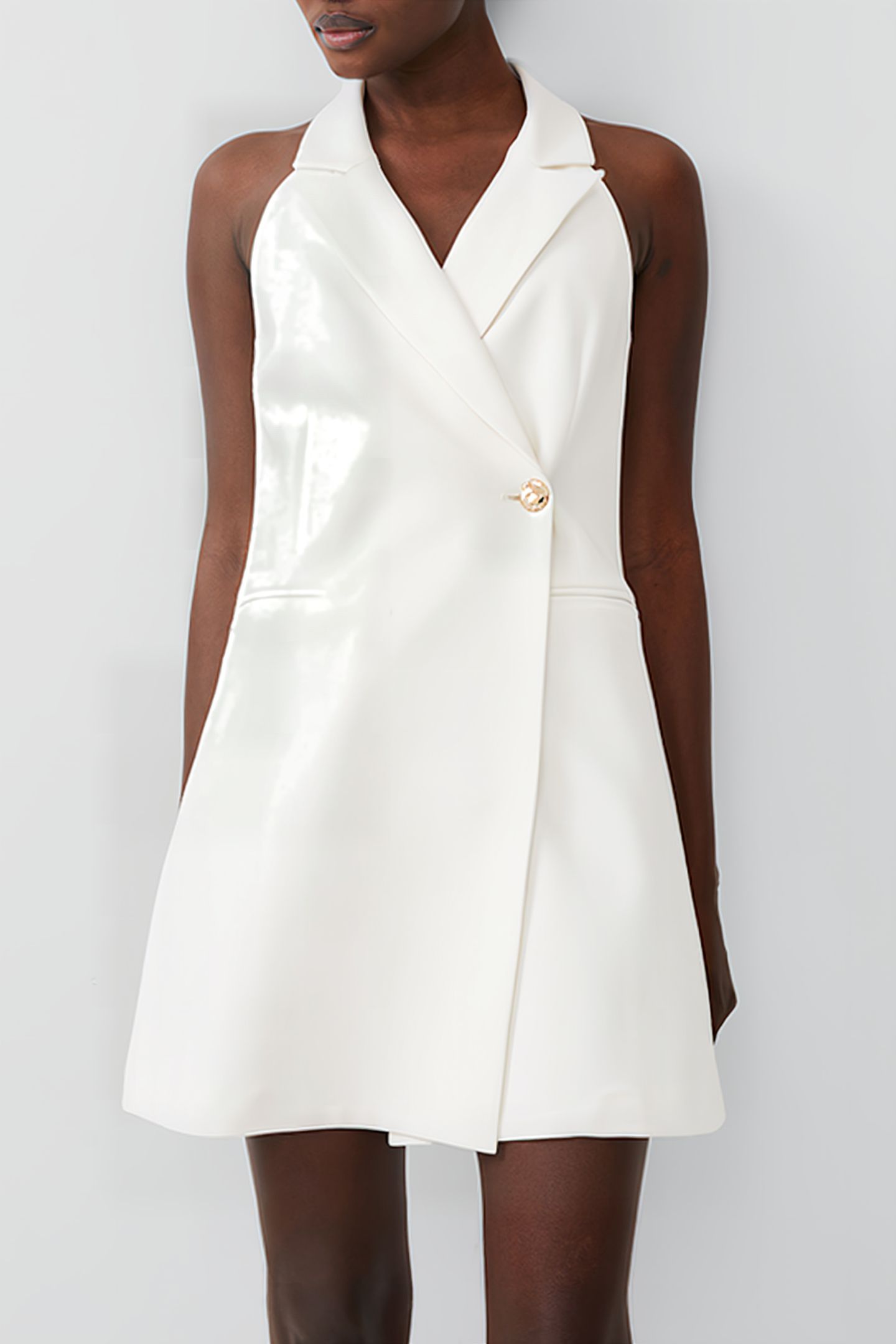 WHISPER HALTER BLAZER DRESS WHITE 1