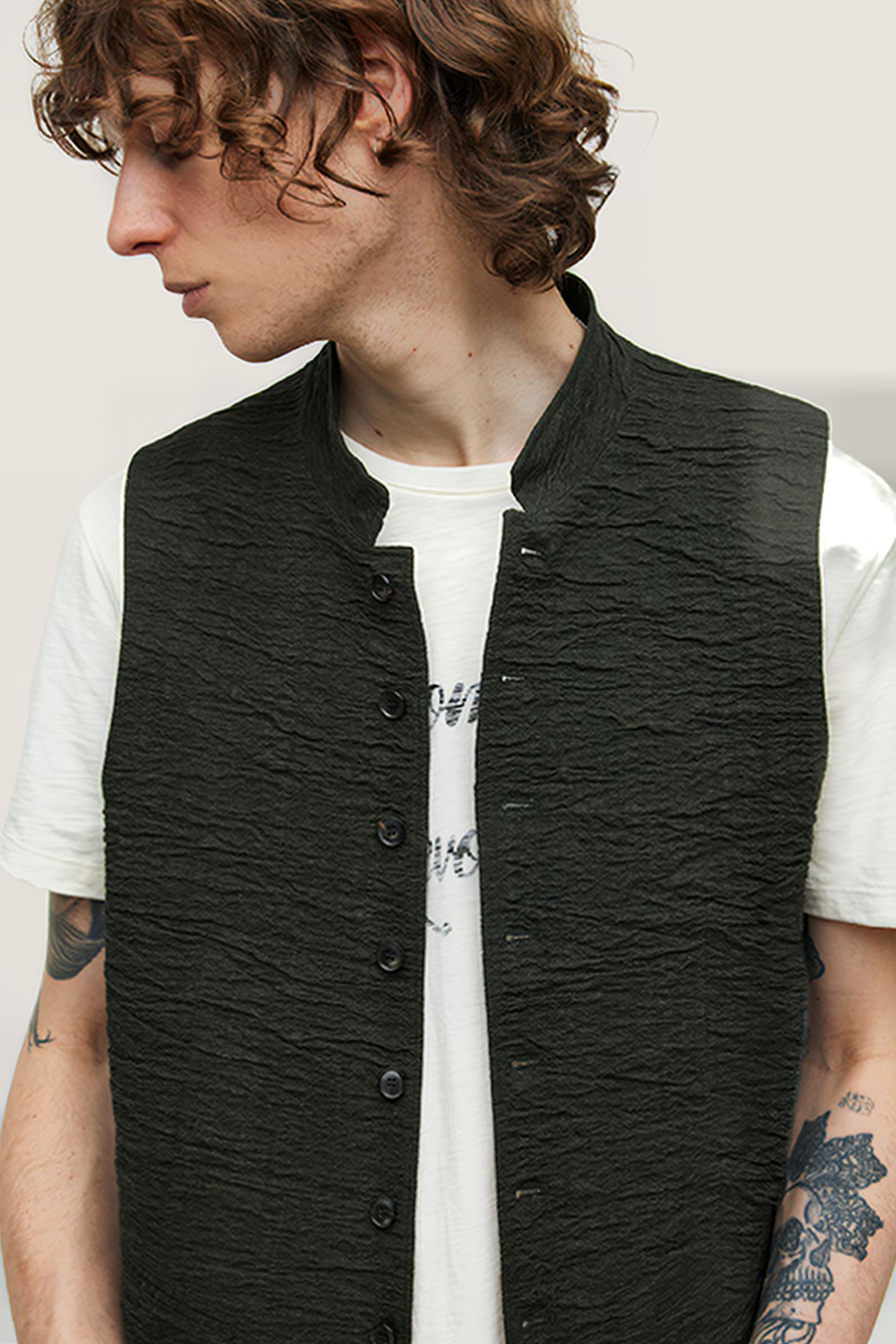 BUTTON FRONT CLOSURE VEST KELP 3