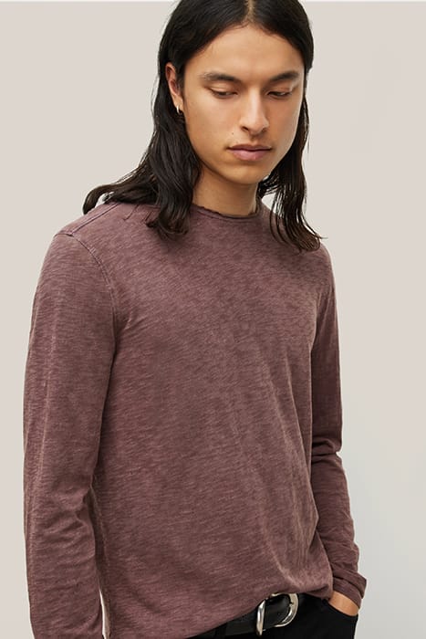 BLAKE SLUB CREW W RAW EDGE MERLOT 3