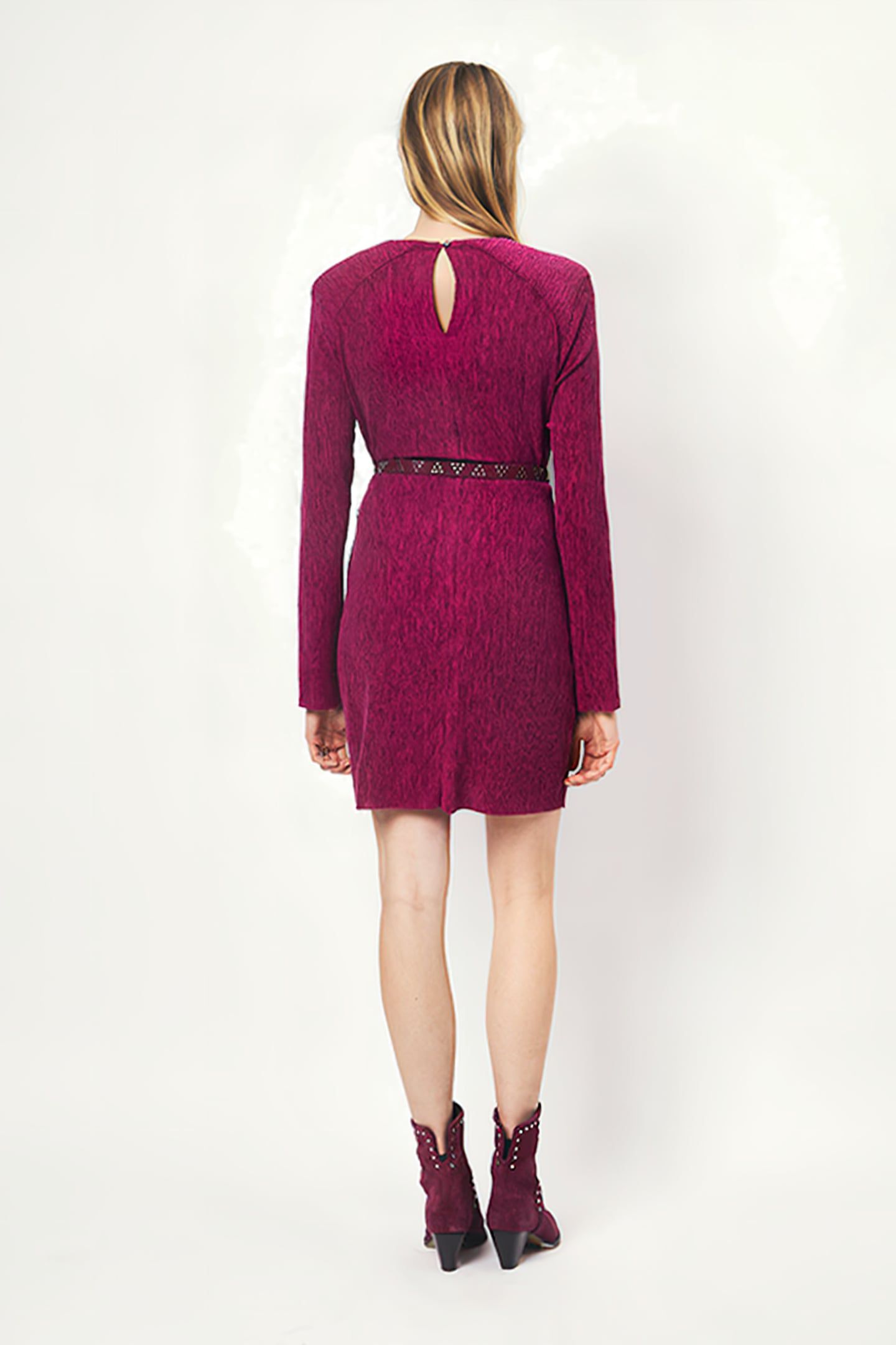 ANOUR PLISSÉ MINI DRESS MULBERRY 2