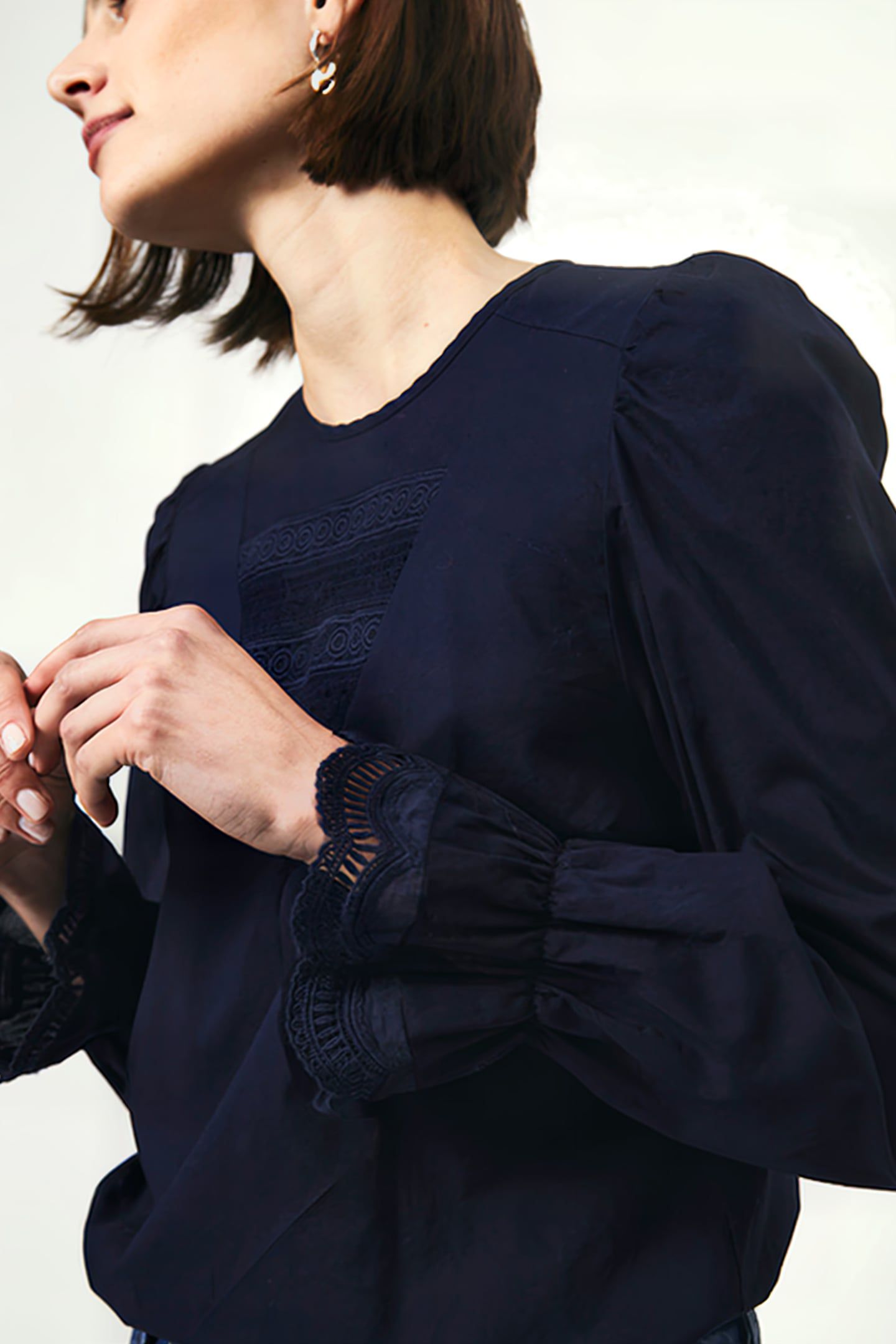 SHAUNA SMOCKED LACE TOP SAPPHIRE BLUE 4