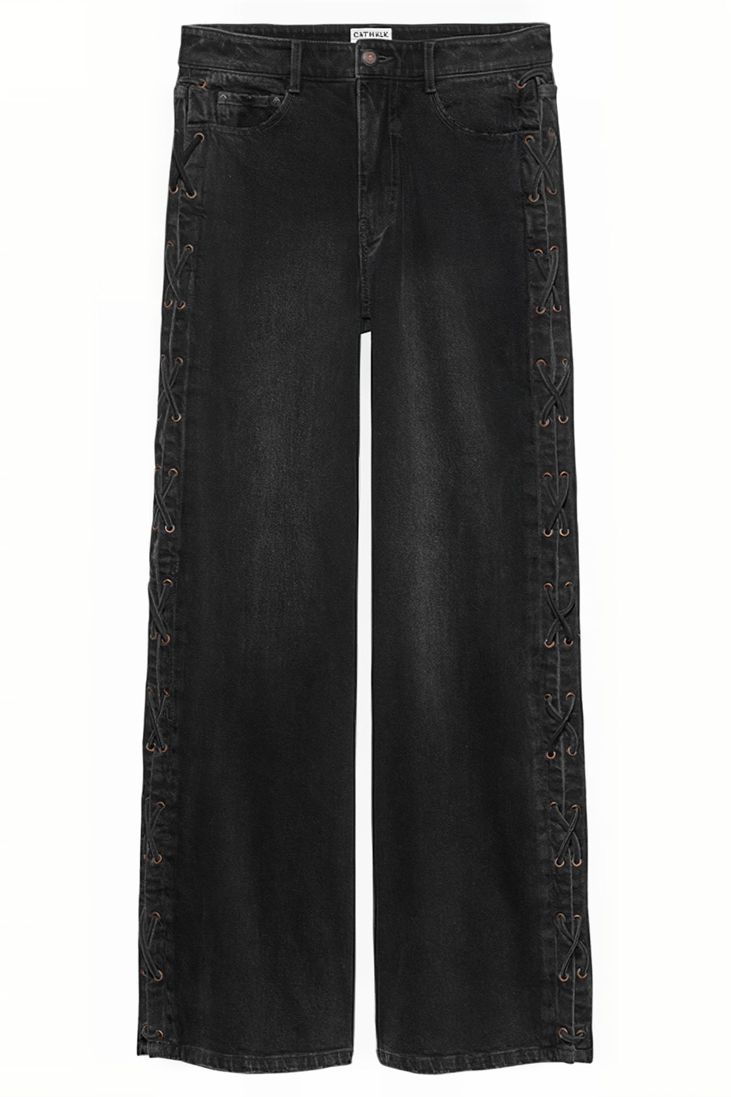 LOOSE FIT JEANS WITH LACE DETAIL WASHED BLACK 2