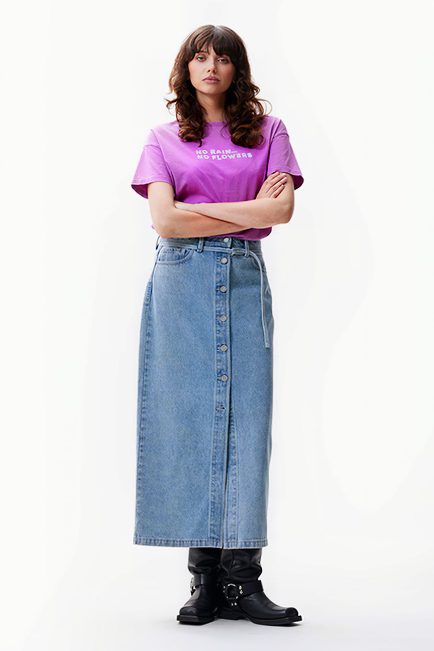BUTTON UP DENIM SKIRT STARLIGHT BLUE 2