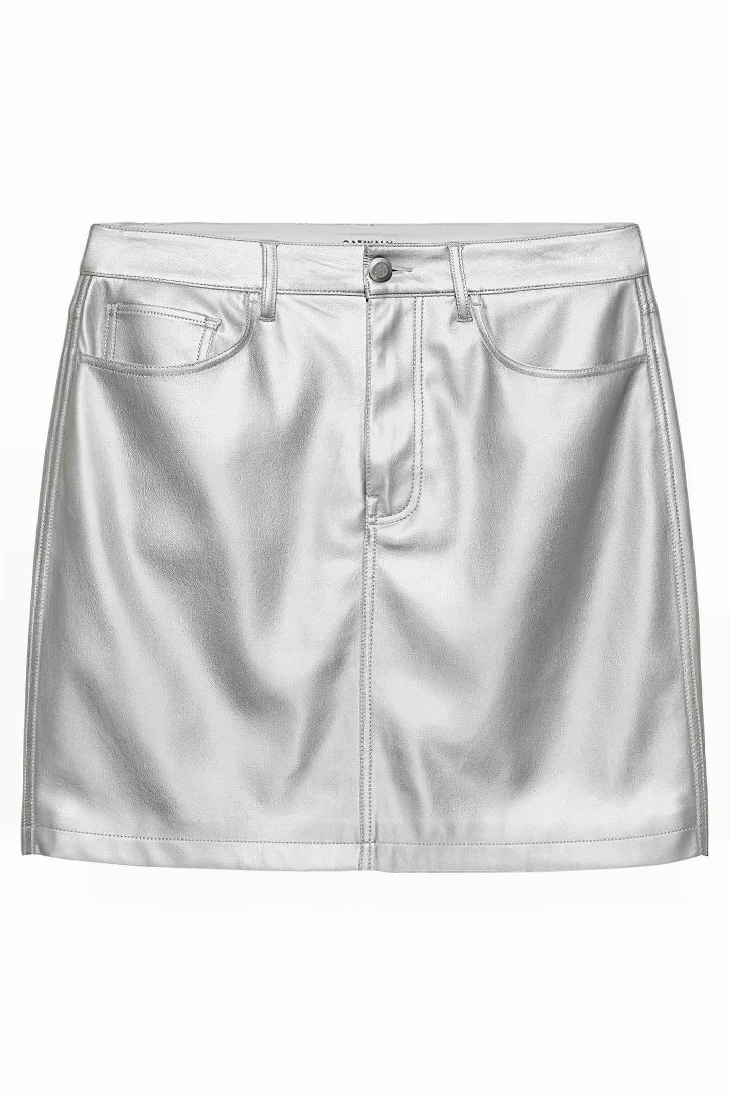 VEGAN LEATHER 5 POCKET SKIRT SILVER 4