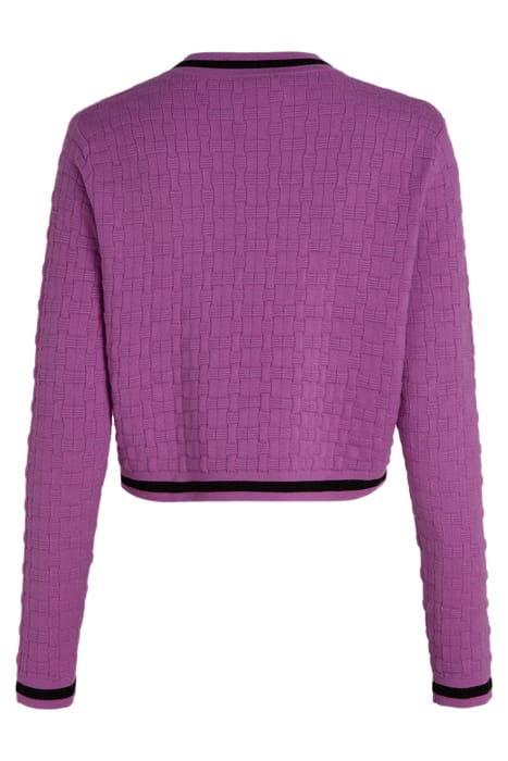 TEXTURED CLASSIC KNIT CARDIGAN IRIS ORCHID/BLACK 5