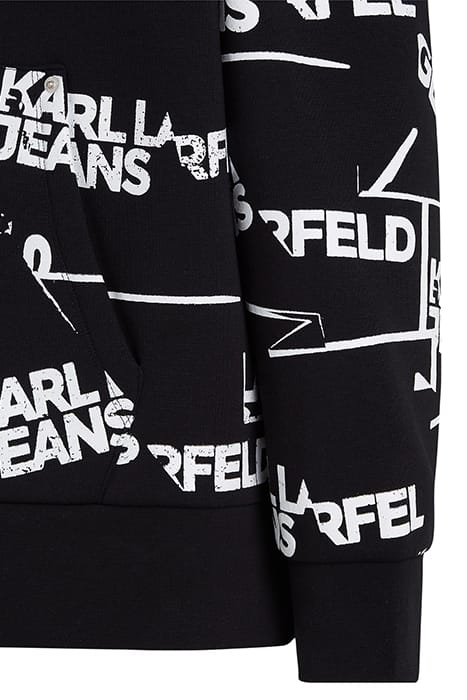 KLJ OVERSIZED AOP LOGO HOODIE BLACK WHITE 4