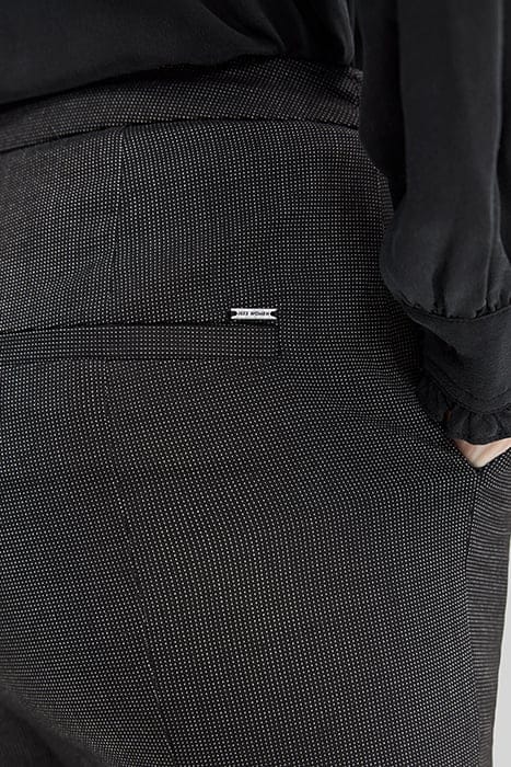 BLACK SEMI-PLAIN 7/8 SLIM SUIT TROUSERS 4