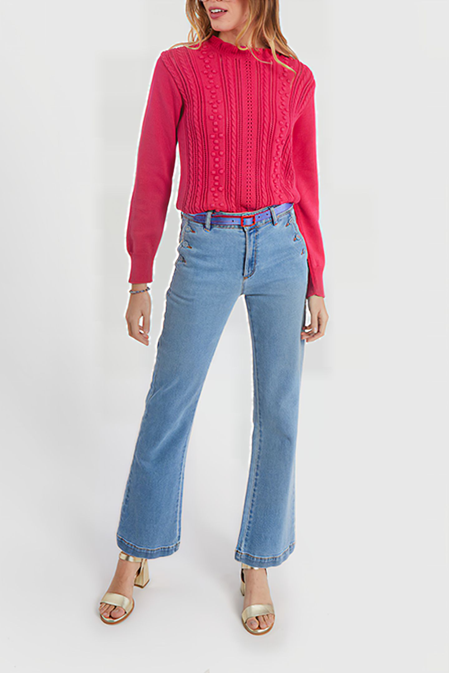 MAGENTA DECORATIVE KNIT SWEATER 3