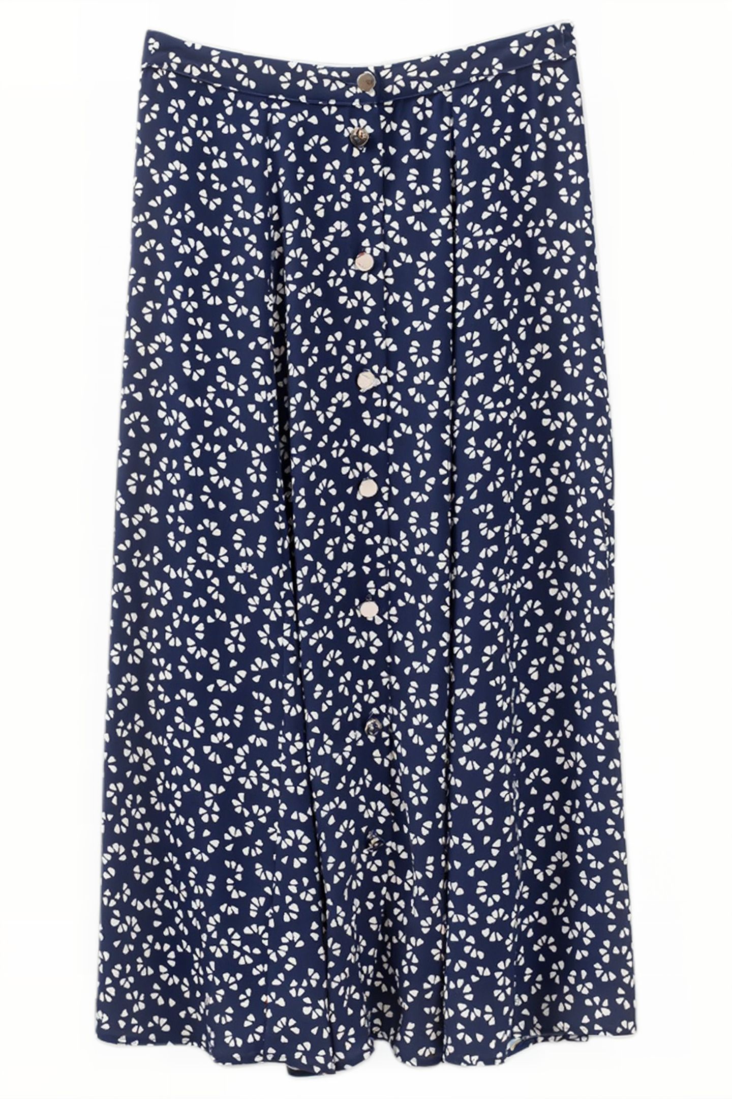 NAVY GRAPHIC PRINT LONG SKIRT 4