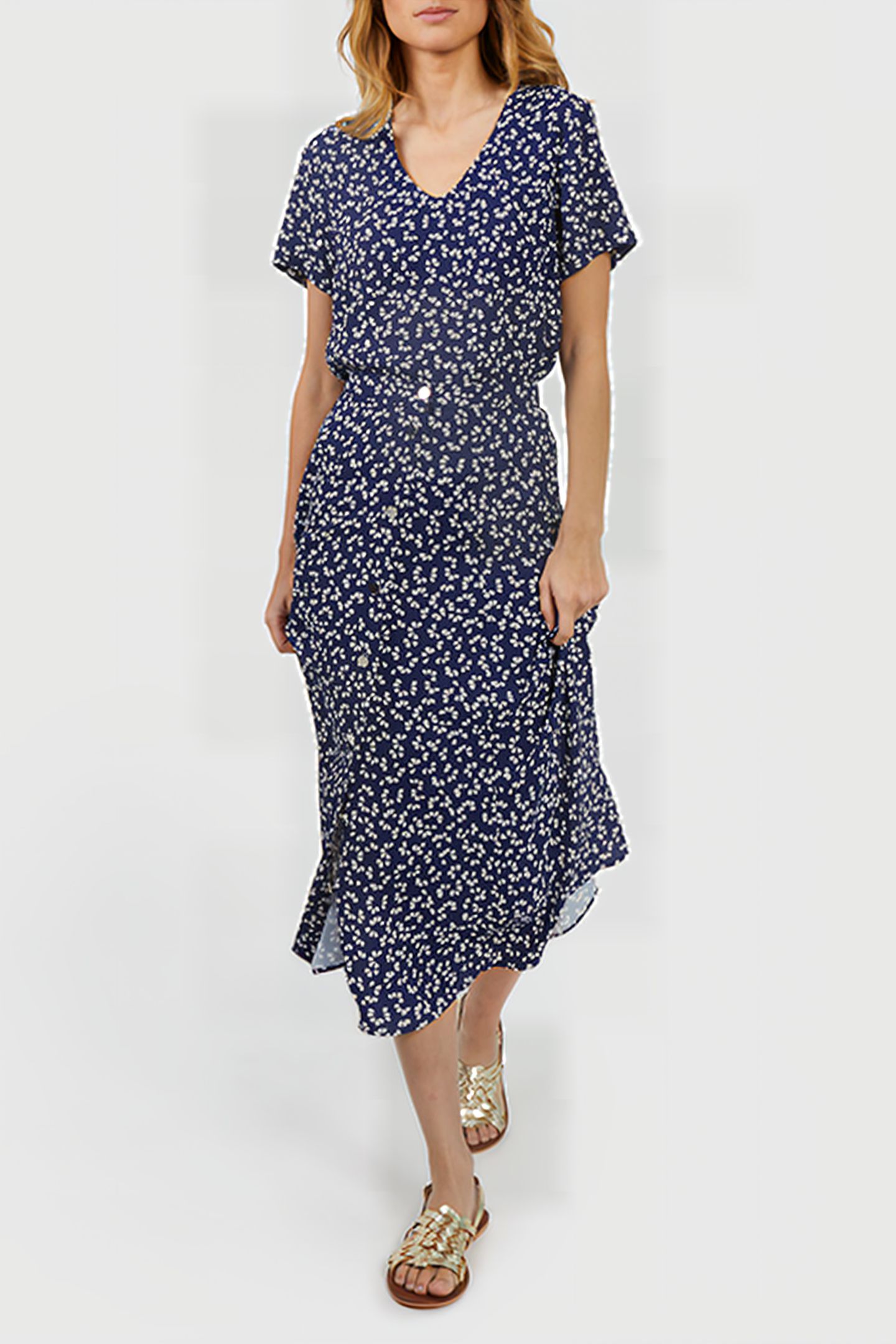 NAVY GRAPHIC PRINT LONG SKIRT 3