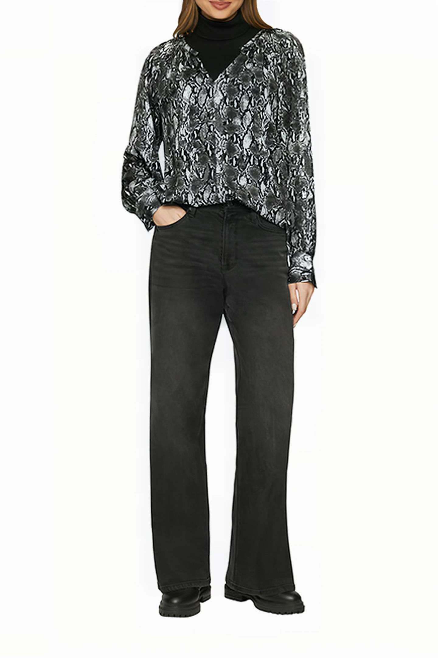 S.OLIVER BLOUSES GREY/BLACK 2
