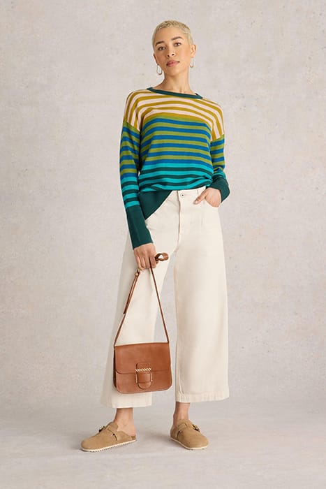 OLIVE STRIPE JUMPER GREEN MULTI 1
