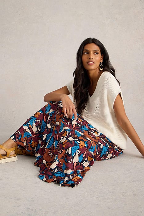 SARA MAXI SKIRT NAVY PRINT 5