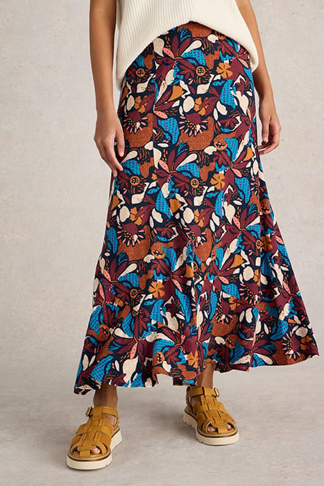 SARA MAXI SKIRT NAVY PRINT 1