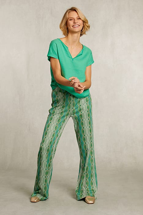 GREEN LINEN V-NECK T-SHIRT GREEN 3