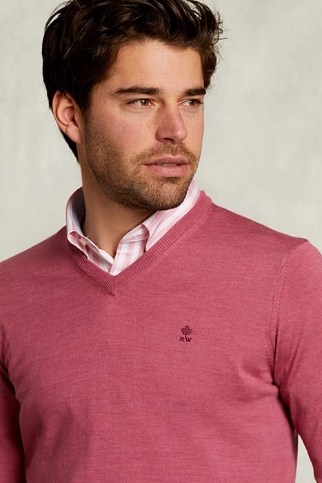 CUSTOM FIT MERINO V-NECK PULLOVER AMARANTH MIX PINK 4